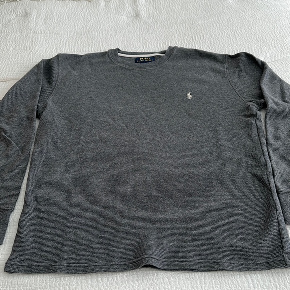 Polo, Ralph Lauren, Mens crewneck thermal, gray, good condition, smoke-free home - Picture 2 of 5